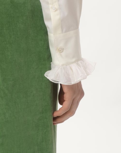 Valentino CAMISA DE ALGODÓN CON PLASTRÓN Y VOLANTES