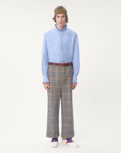 Valentino CAMISA DE ALGODÓN CON PLASTRÓN Y VOLANTES