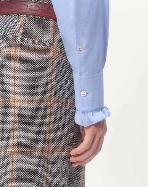 Valentino CAMISA DE ALGODÓN CON PLASTRÓN Y VOLANTES