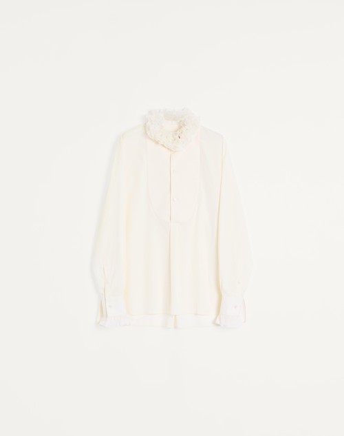 Valentino CAMISA DE ALGODÓN CON PLASTRÓN Y VOLANTES