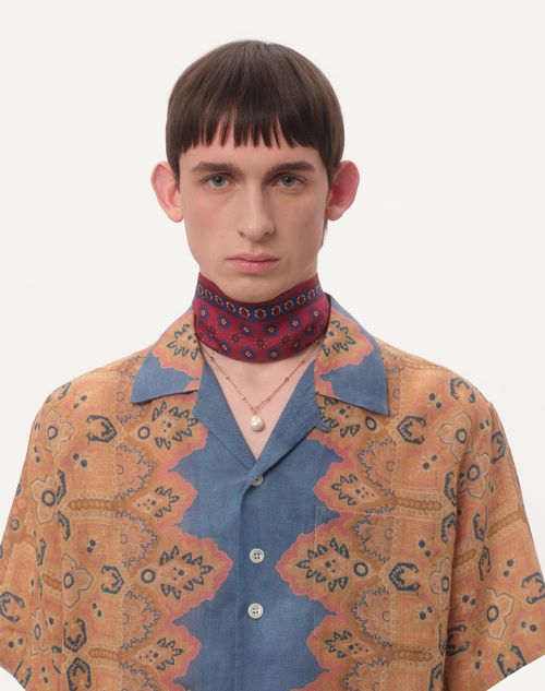 Valentino CAMISA DE BOWLING DE LINO CON ESTAMPADO VOYAGE IMAGINAIRE
