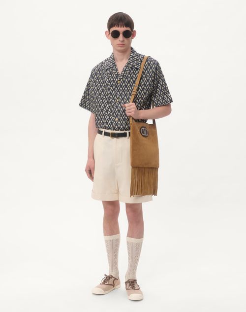 Valentino CAMISA DE BOWLING DE POPELINA DE ALGODÓN CON ESTAMPADO TOUTE LA V