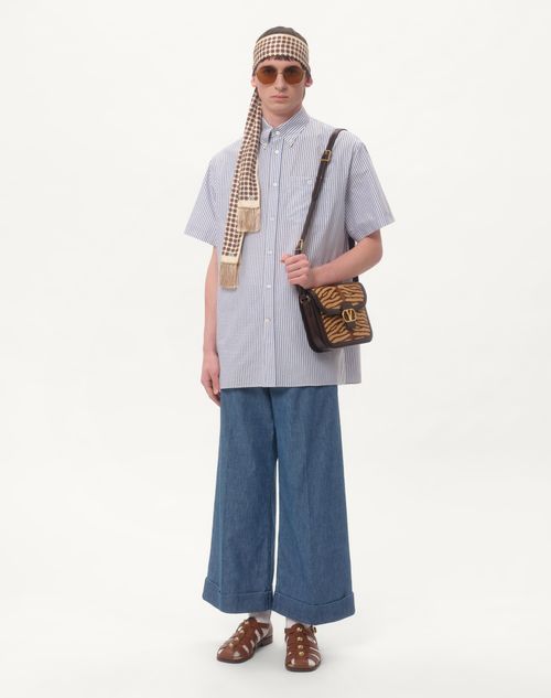 Valentino CAMISA MANGA CORTA DE ALGODÓN CON BORDADO DEL VLOGO