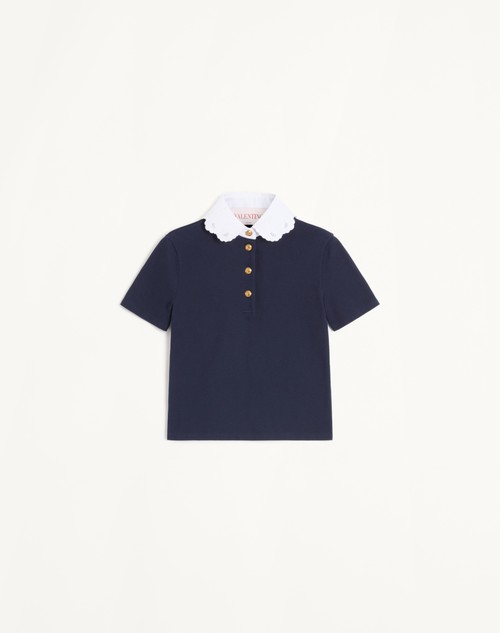 Valentino CAMISA POLO BORDADA DE ALGODÓN ESTILO SUDADERA