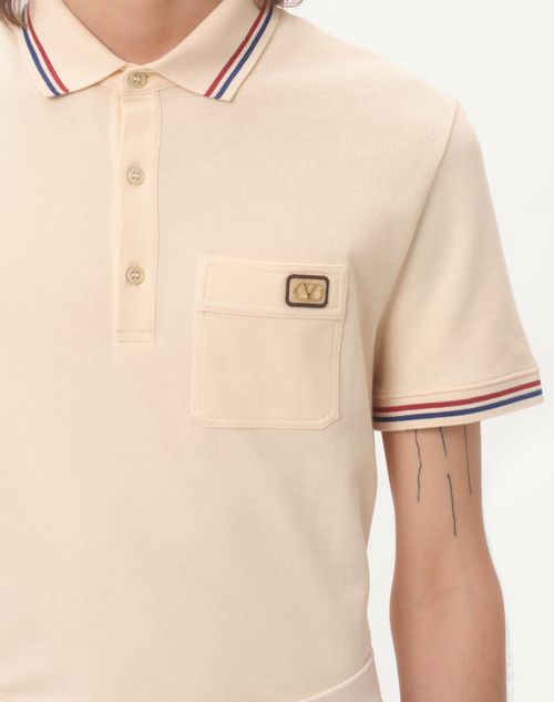 Valentino CAMISA POLO DE PIQUÉ DE ALGODÓN CON PARCHE DEL VLOGO