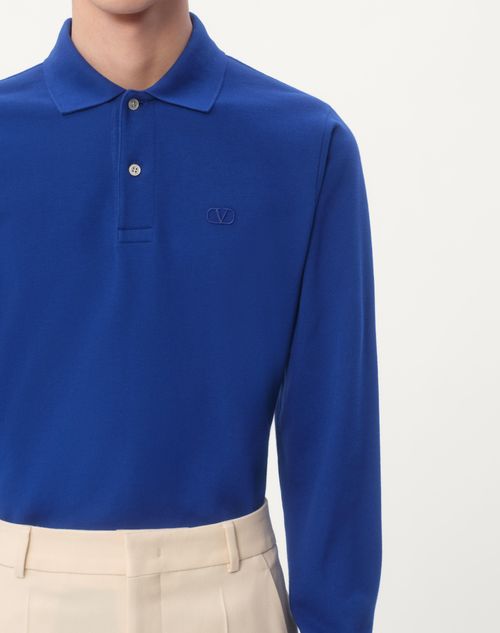 Valentino CAMISA POLO MANGA LARGA DE PIQUÉ DE ALGODÓN CON BORDADO DEL VLOGO