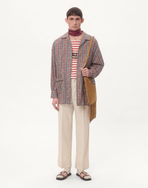 Valentino CAMISA TIPO PIJAMA DE MUSELINA DE ALGODÓN CON ESTAMPADO VOYAGE IMAGINAIRE