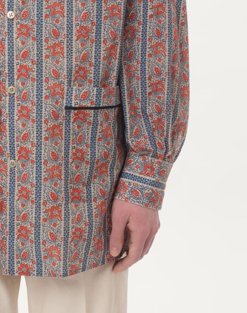 Valentino CAMISA TIPO PIJAMA DE MUSELINA DE ALGODÓN CON ESTAMPADO VOYAGE IMAGINAIRE