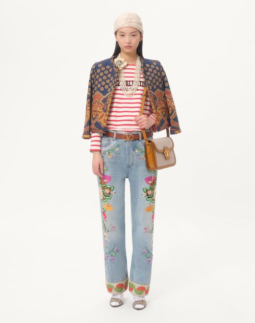 Valentino CAMISETA DE TEJIDO DE PUNTO DE ALGODÓN A RAYAS