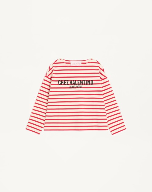 Valentino CAMISETA DE TEJIDO DE PUNTO DE ALGODÓN A RAYAS