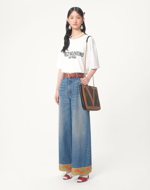 Valentino CAMISETA DE TEJIDO DE PUNTO DE ALGODÓN CON ESTAMPADO CHEZ VALENTINO