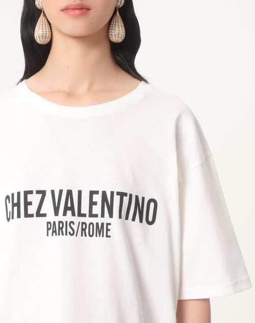 Valentino CAMISETA DE TEJIDO DE PUNTO DE ALGODÓN CON ESTAMPADO CHEZ VALENTINO