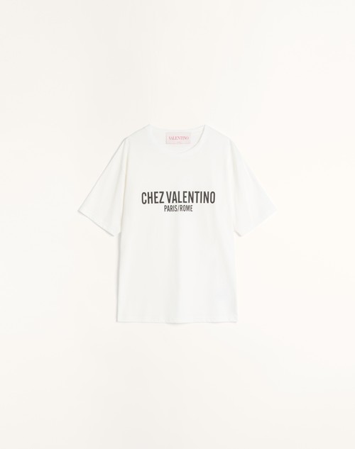 Valentino CAMISETA DE TEJIDO DE PUNTO DE ALGODÓN CON ESTAMPADO CHEZ VALENTINO