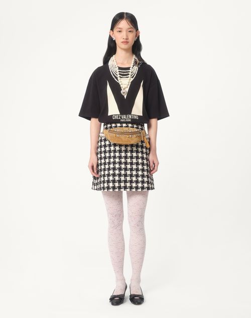 Valentino CAMISETA DE TEJIDO DE PUNTO DE ALGODÓN CON ESTAMPADO CHEZ VALENTINO