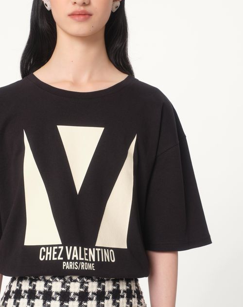 Valentino CAMISETA DE TEJIDO DE PUNTO DE ALGODÓN CON ESTAMPADO CHEZ VALENTINO