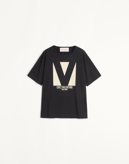 Valentino CAMISETA DE TEJIDO DE PUNTO DE ALGODÓN CON ESTAMPADO CHEZ VALENTINO