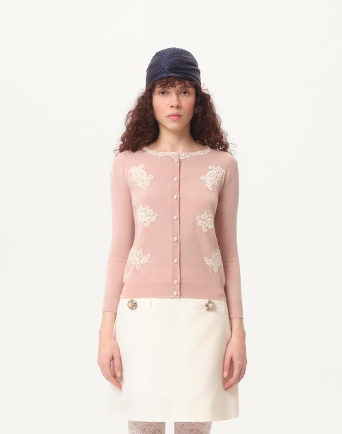 Valentino CÁRDIGAN BORDADO CON INSERCIONES DE ENCAJE
