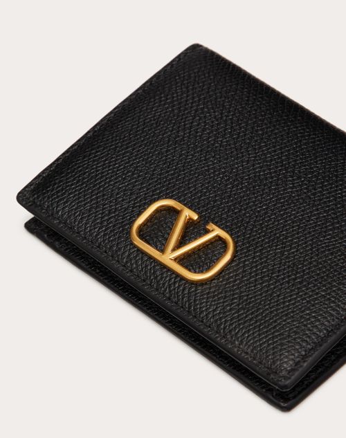 Valentino CARTERA COMPACTA VLOGO SIGNATURE DE PIEL DE BECERRO GRANULADA