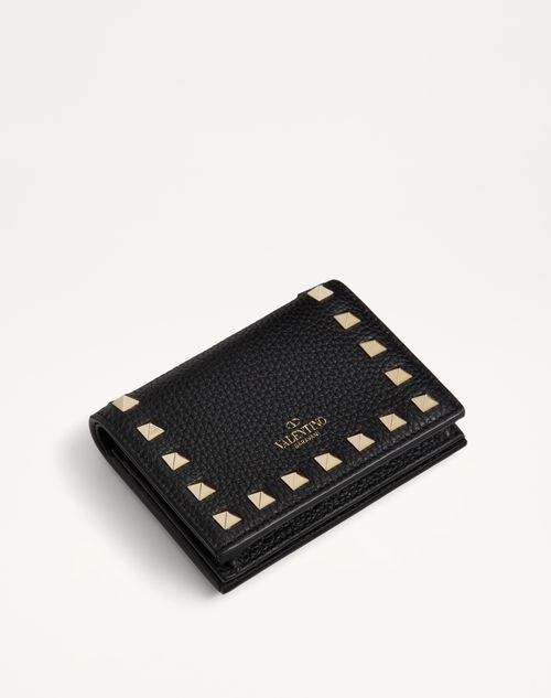 Valentino CARTERA ROCKSTUD PEQUEÑA DE PIEL DE BECERRO GRANULADA