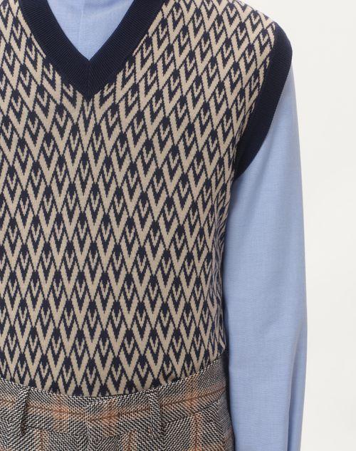 Valentino CHALECO DE LANA CON ESTAMPADO DE JACQUARD TOUTE LA V