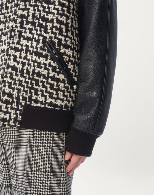 Valentino CHAQUETA BOMBER DE WOOL TWEED CON PARCHE DE CHEZ VALENTINO