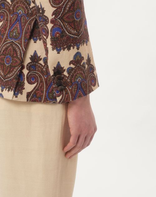 Valentino CHAQUETA DE CANAPONE CON BOTONADURA SENCILLA Y ESTAMPADO VOYAGE IMAGINAIRE