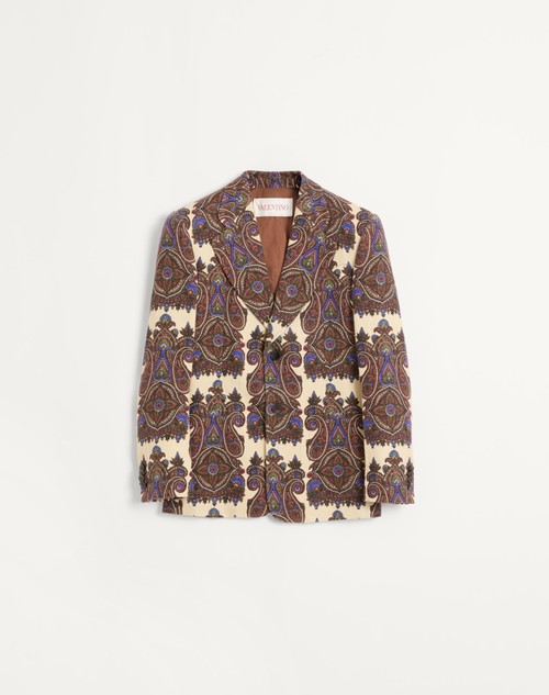 Valentino CHAQUETA DE CANAPONE CON BOTONADURA SENCILLA Y ESTAMPADO VOYAGE IMAGINAIRE