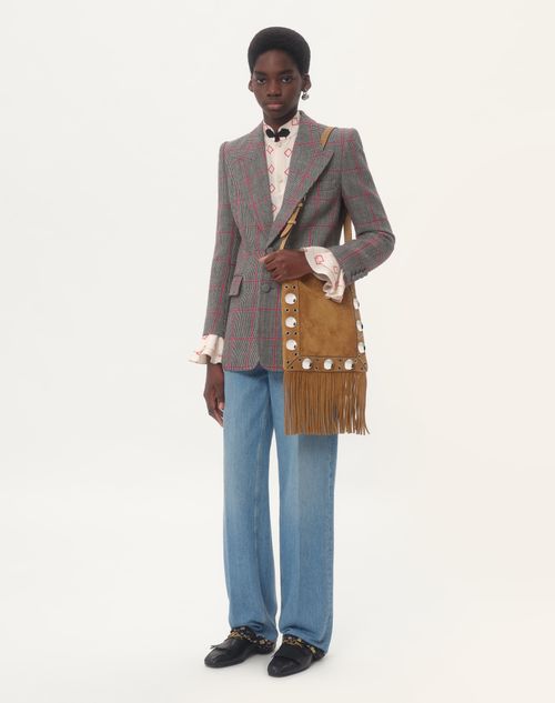 Valentino CHAQUETA DE LANA CON BOTONADURA SENCILLA Y ESTAMPADO CUADRILLÉ