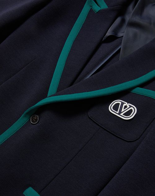 Valentino CHAQUETA DE LANA STRETCH CON BOTONADURA SENCILLA Y PARCHE DEL VLOGO SIGNATURE