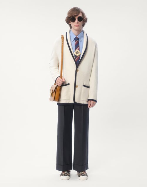 Valentino CHAQUETA DE LANA Y ALGODÓN CON BOTONADURA SENCILLA Y RIBETES DE TORCHÓN