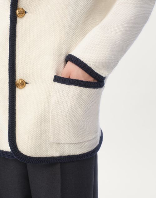 Valentino CHAQUETA DE LANA Y ALGODÓN CON BOTONADURA SENCILLA Y RIBETES DE TORCHÓN