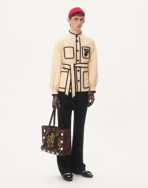 Valentino CHAQUETA DE LONA DE SEDA Y YUTE CON BORDADO VG