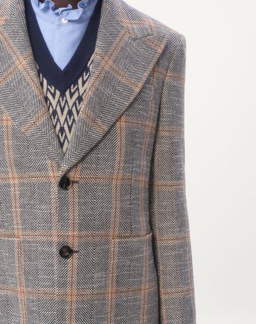 Valentino CHAQUETA DE MEZCLA DE LANA CON BOTONADURA SIMPLE Y MOTIVO CUADRICULADO