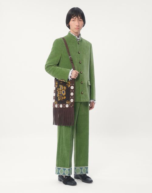 Valentino CHAQUETA DE TERCIOPELO DE ALGODÓN Y LINO DESGASTADO CON CUELLO MAO