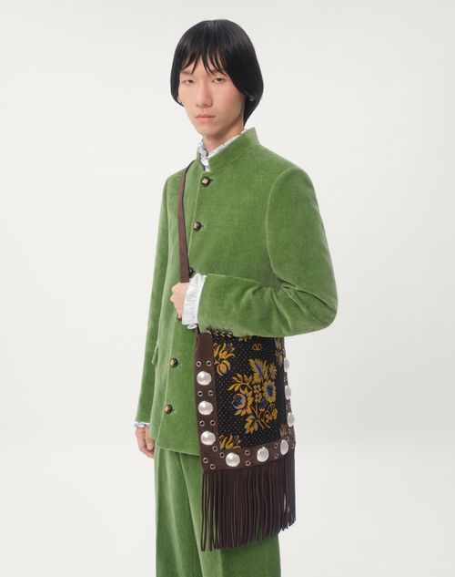 Valentino CHAQUETA DE TERCIOPELO DE ALGODÓN Y LINO DESGASTADO CON CUELLO MAO