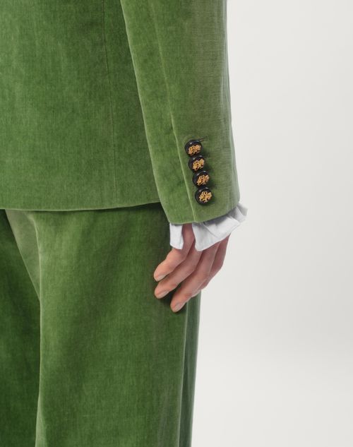 Valentino CHAQUETA DE TERCIOPELO DE ALGODÓN Y LINO DESGASTADO CON CUELLO MAO