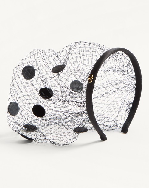 Valentino CINTA PARA EL CABELLO CON VELO VLOGO SIGNATURE DE SEDA Y TERCIOPELO