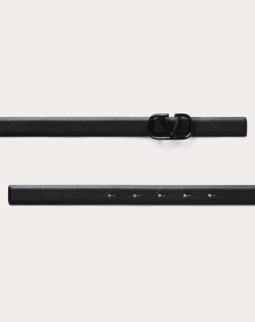 Valentino CINTURÓN DE CUERO DE BECERRO BRILLOSO CON EL VLOGO SIGNATURE DE 20 MM