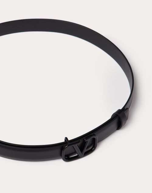 Valentino CINTURÓN DE CUERO DE BECERRO BRILLOSO CON EL VLOGO SIGNATURE DE 20 MM