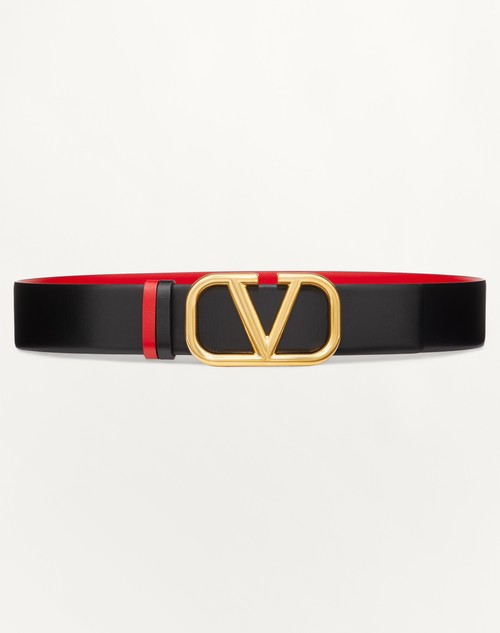 Valentino CINTURÓN REVERSIBLE VLOGO SIGNATURE DE PIEL DE BECERRO BRILLANTE DE 40 MM