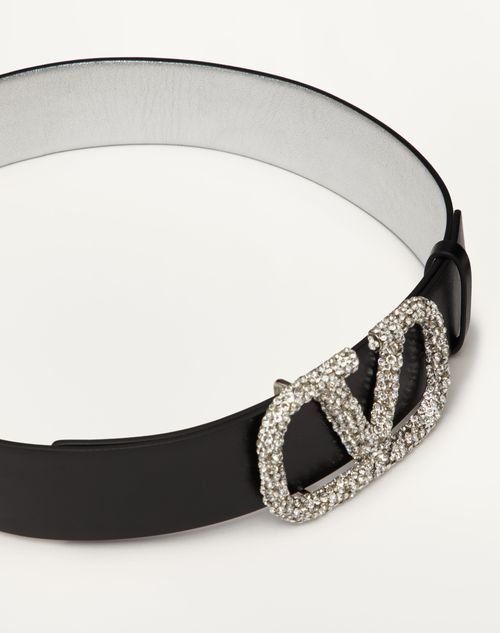 Valentino CINTURÓN REVERSIBLE VLOGO SIGNATURE DE PIEL DE BECERRO METALIZADA DE 40 MM