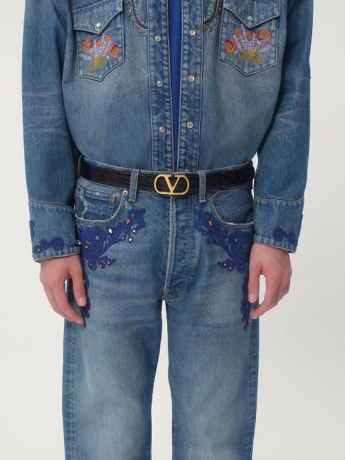 Valentino CINTURÓN VLOGO SIGNATURE DE 30 MM HECHO DE COCODRILO