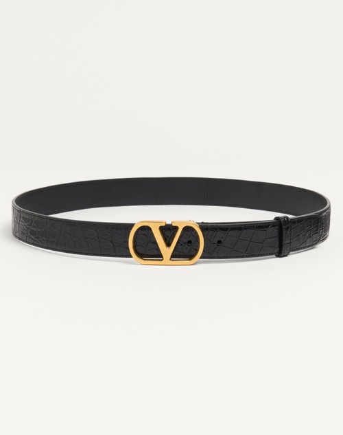 Valentino CINTURÓN VLOGO SIGNATURE DE 30 MM HECHO DE COCODRILO