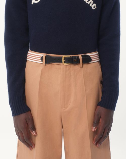 Valentino CINTURÓN VLOGO SIGNATURE DE 35 MM HECHO DE CINTA Y CUERO DE BECERRO