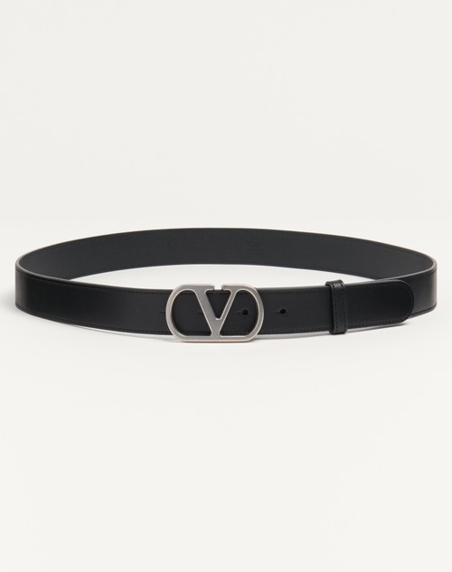 Valentino CINTURÓN VLOGO SIGNATURE EN CUERO DE BECERRO CON BRILLO DE 30 MM