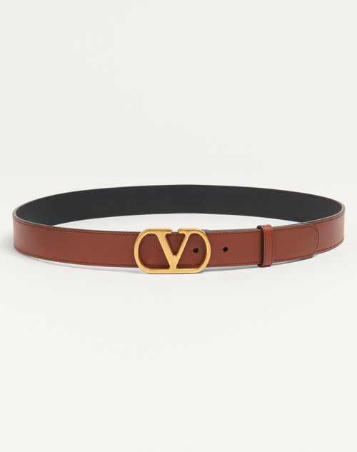Valentino CINTURÓN VLOGO SIGNATURE EN CUERO DE BECERRO CON BRILLO DE 30 MM