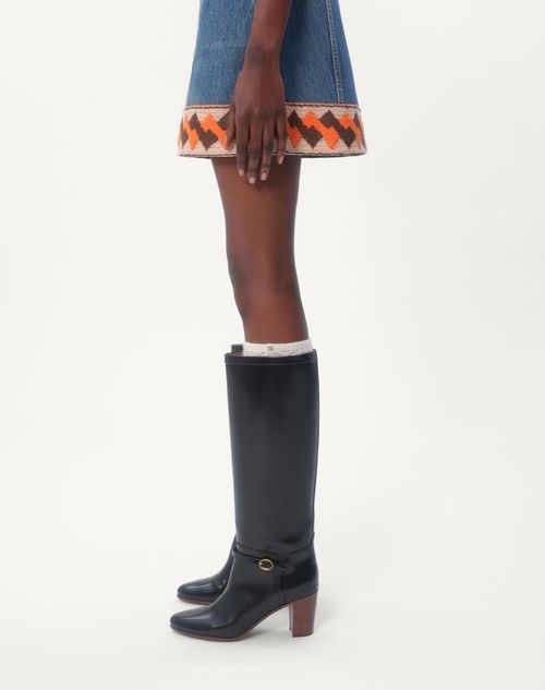 Valentino FALDA DE MEZCLILLA CON RIBETES DE JACQUARD