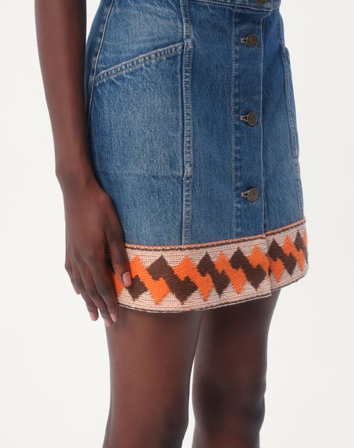 Valentino FALDA DE MEZCLILLA CON RIBETES DE JACQUARD