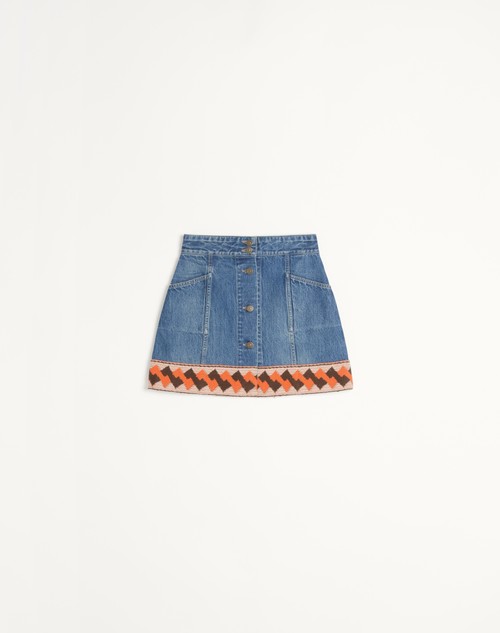 Valentino FALDA DE MEZCLILLA CON RIBETES DE JACQUARD