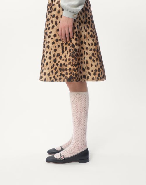 Valentino FALDA DE PAÑO DE LANA ESTAMPADA CON MANCHAS DE JAGUAR